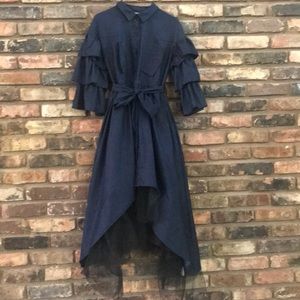 NWT Denim Ruffle Sleeve Dress